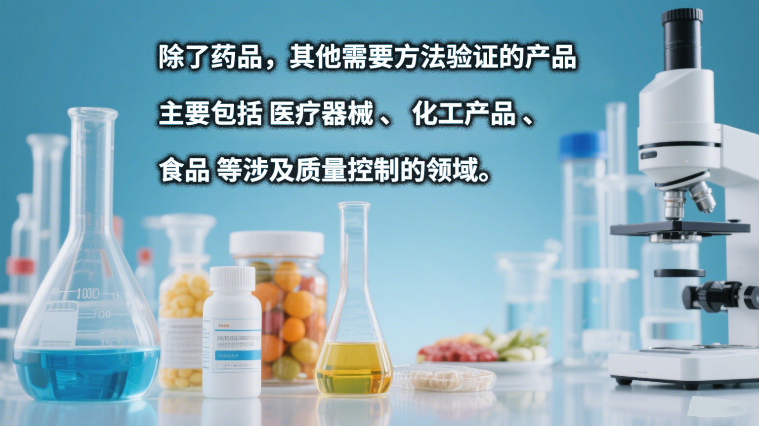 医疗器械 、 化工产品 、 食品等涉及质量控制的领域都要做方法验证